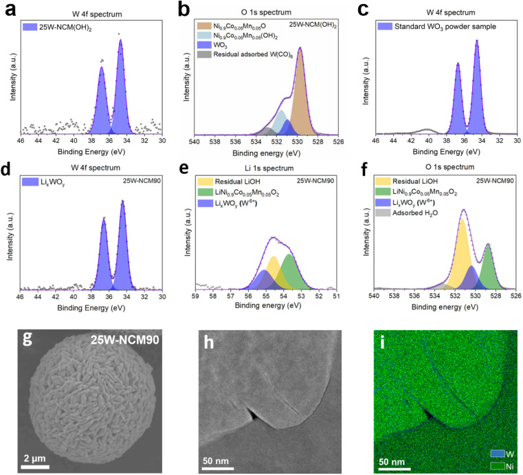Nano-SIMS result: The image shows xPS spectra and TEM-EDS images identifying the distribution of W and transformation of W containing compounds