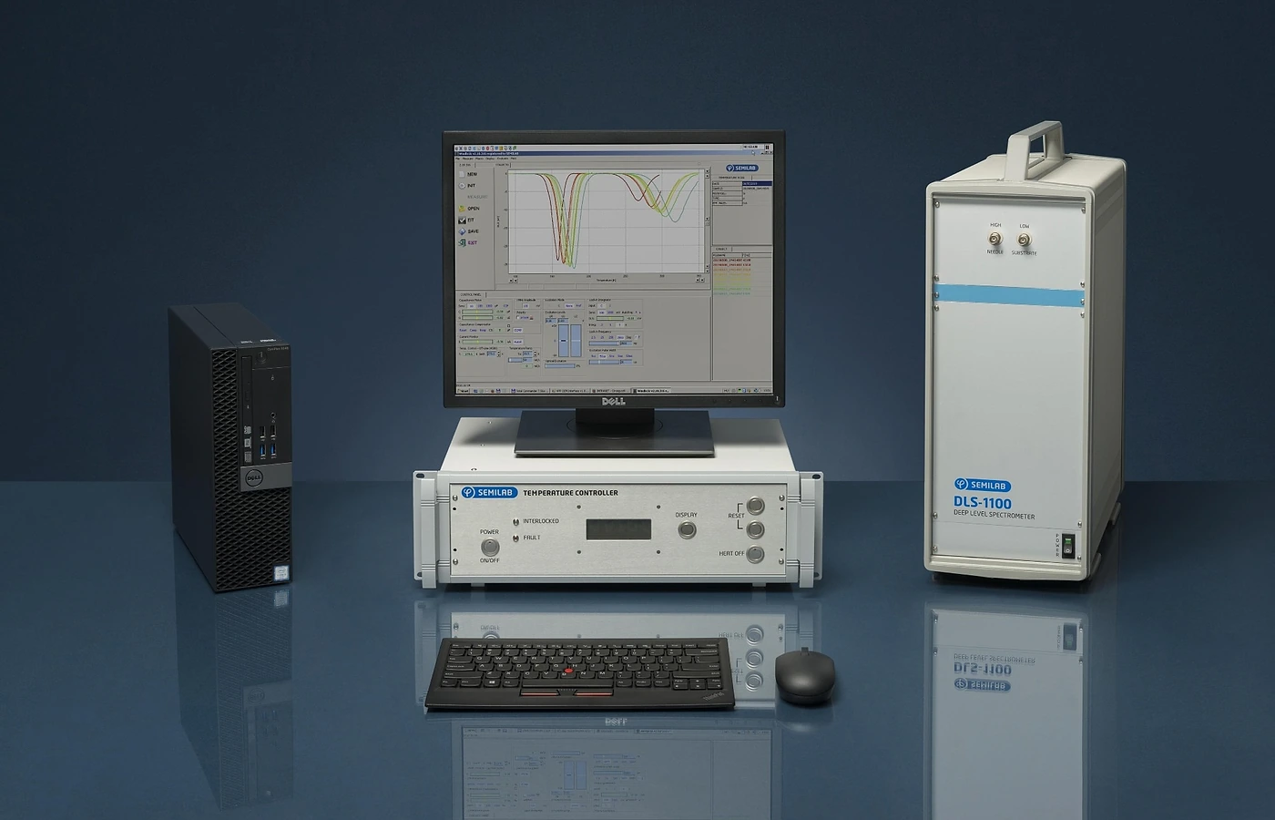 Deep-level transient spectroscopy instrument on a white background