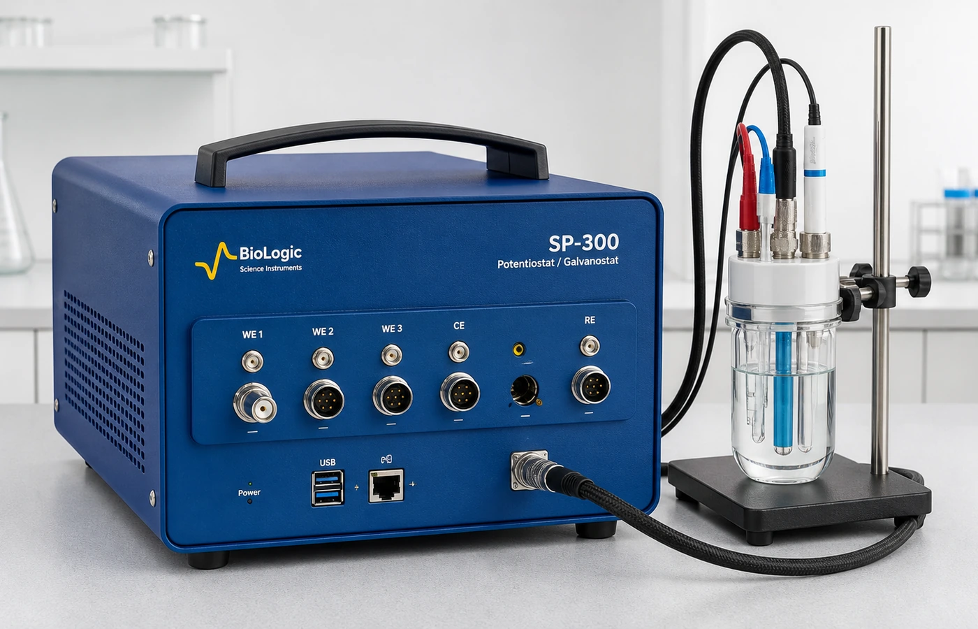 Modular potentiostat for cyclic voltammetry, impedance and linear sweep testing