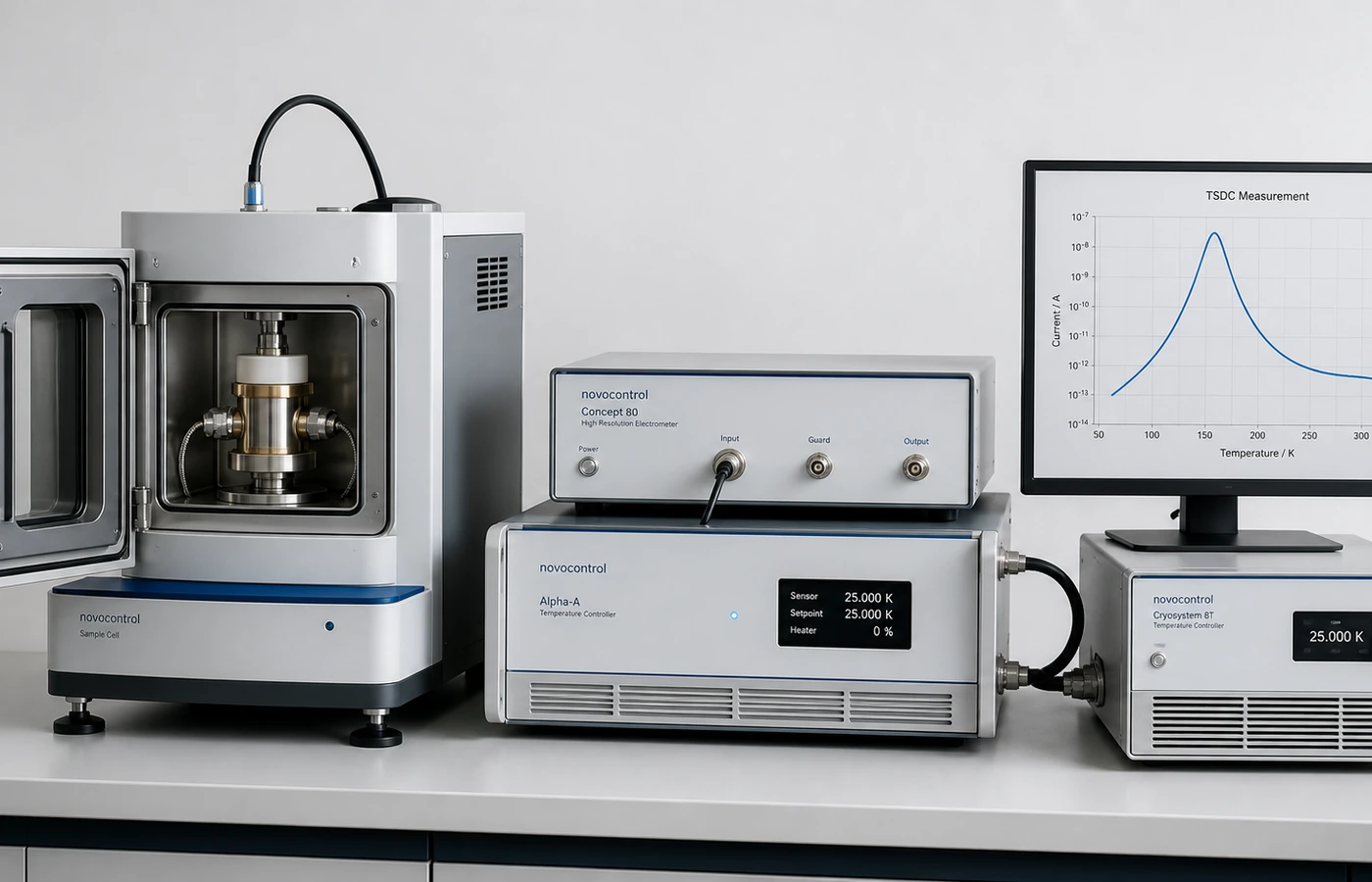 Representative thermally stimulated depolarisation current test setup